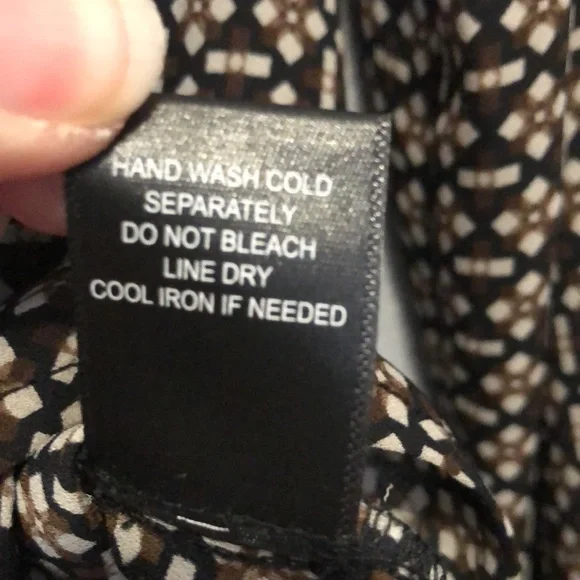 Pleione blouse Women's Small S long sleeve black brown abstract shirt top EUC - Picture 8 of 11